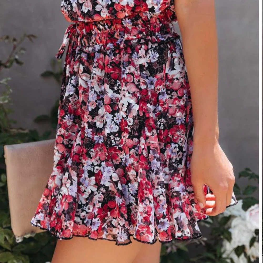 Kule floral ruffle mini skirt
